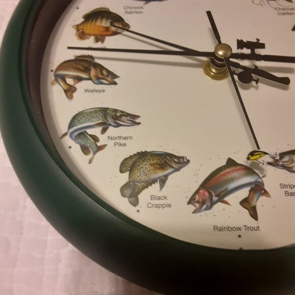Mark Feldstein Game Fish Splashing Clock Sportsman Lodge Masculine - Picture 5 of 9